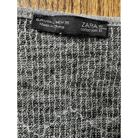 ZARA WOMEN'S HEATHER GRAY THIN KNIT LONG PUFF SLEEVE SEQUIN MINI DRESS Sz Large - Picture 11 of 11